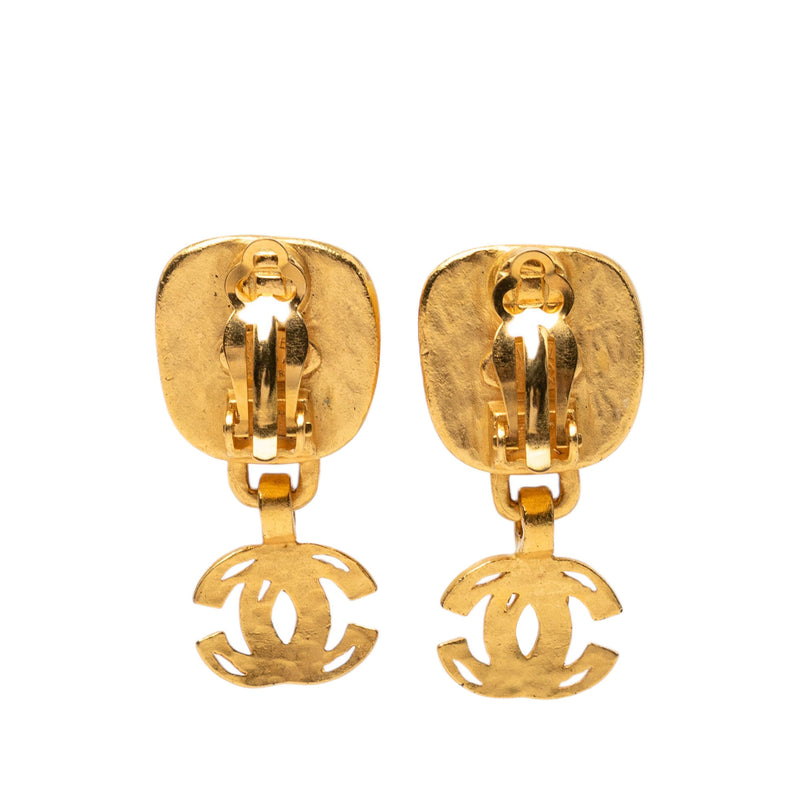 CC Gold Plated Square Silver Stone Drop Clip On Earrings - Image 2