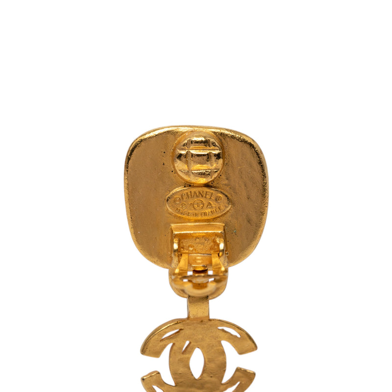 CC Gold Plated Square Silver Stone Drop Clip On Earrings - Image 3