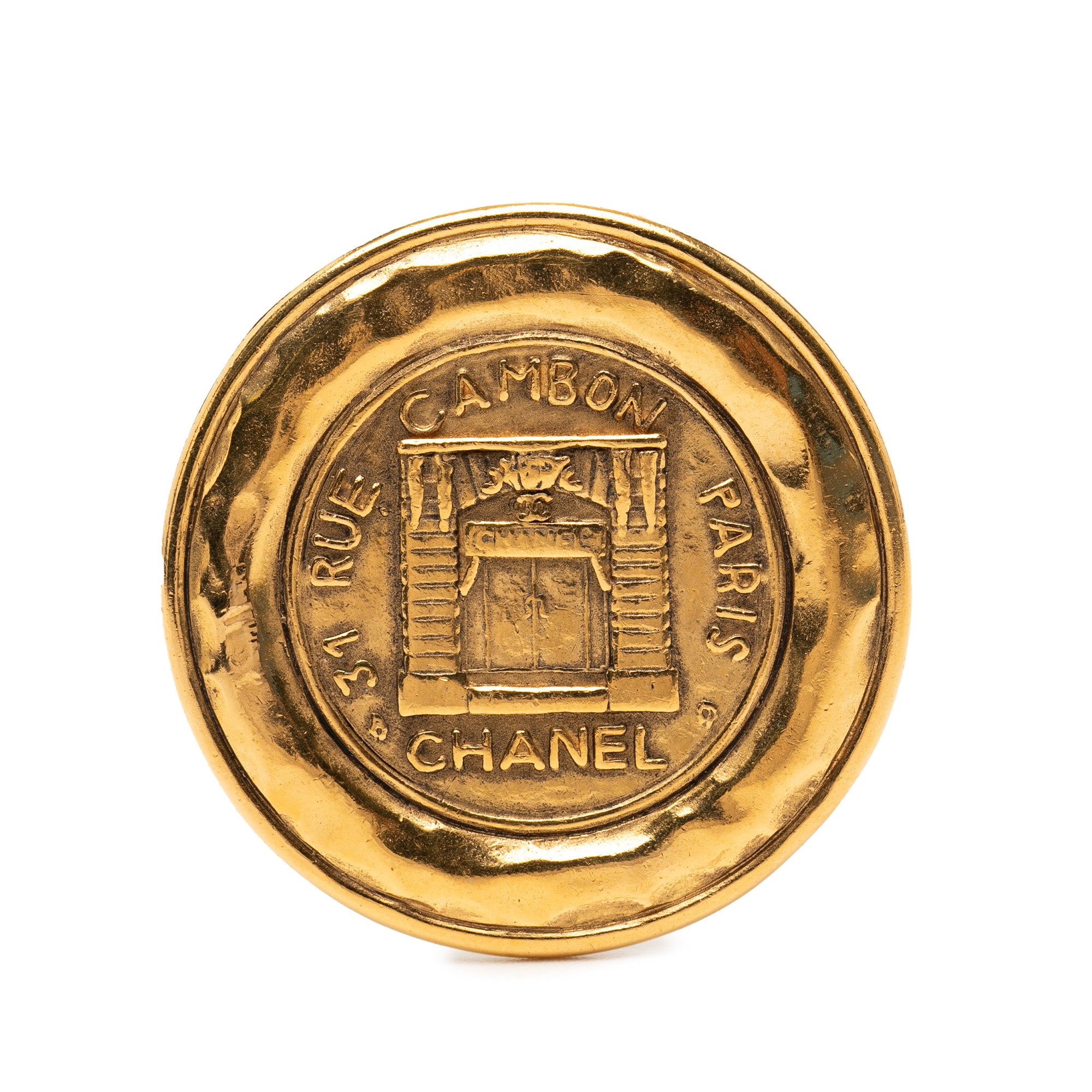 Gold Plated 31 Rue Cambon Round Brooch - Image 1