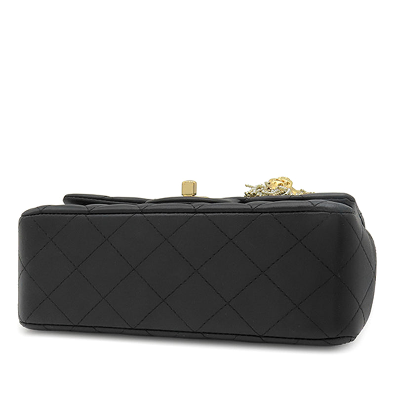 Mini Rectangular Classic Lambskin Lion Charm Top Handle Flap - Image 3