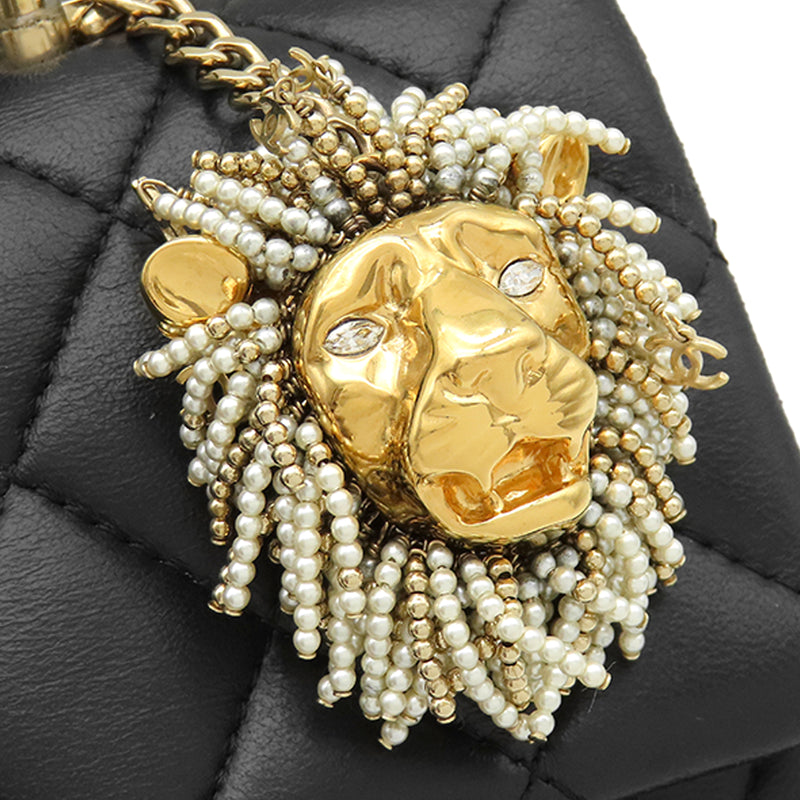 Mini Rectangular Classic Lambskin Lion Charm Top Handle Flap - Image 6