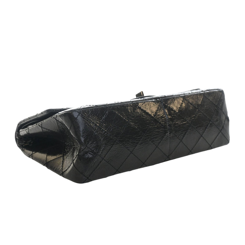 Glazed Quilted Aged Calfskin So Black Reissue 2.55 Double Flap 226 - Image 11