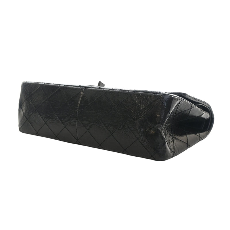 Glazed Quilted Aged Calfskin So Black Reissue 2.55 Double Flap 226 - Image 12