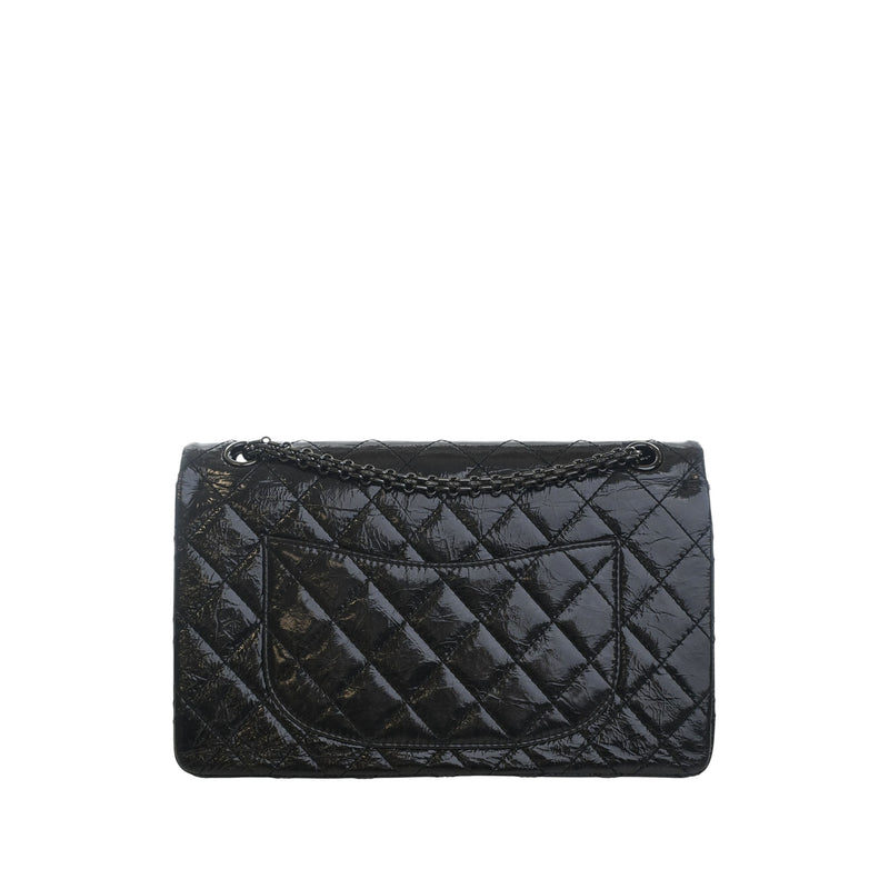 Glazed Quilted Aged Calfskin So Black Reissue 2.55 Double Flap 226 - Image 2