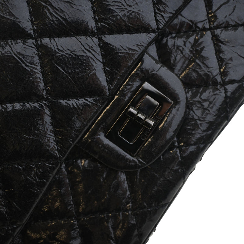 Glazed Quilted Aged Calfskin So Black Reissue 2.55 Double Flap 226 - Image 6
