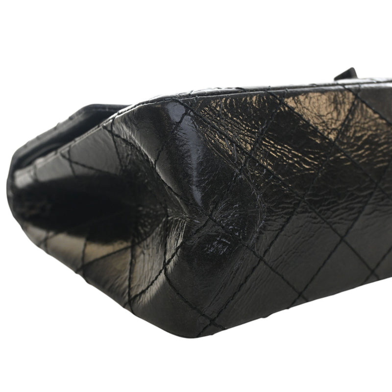 Glazed Quilted Aged Calfskin So Black Reissue 2.55 Double Flap 226 - Image 9