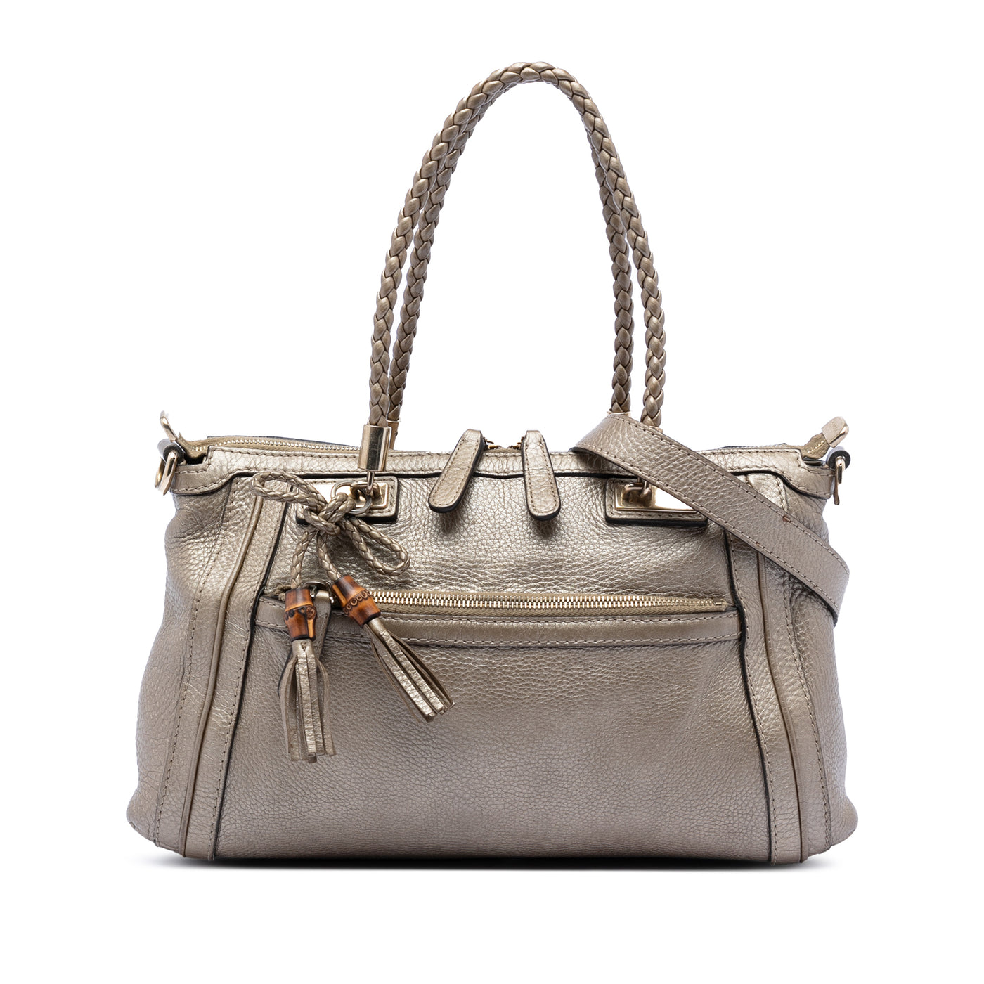 Metallic Pebbled Calfskin Bella Satchel - Image 1