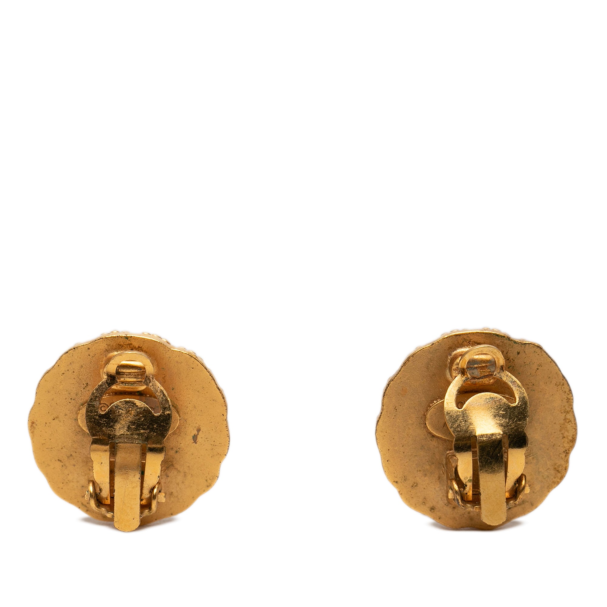 CC Gold Plated Round Clip On Earrings - Image 2