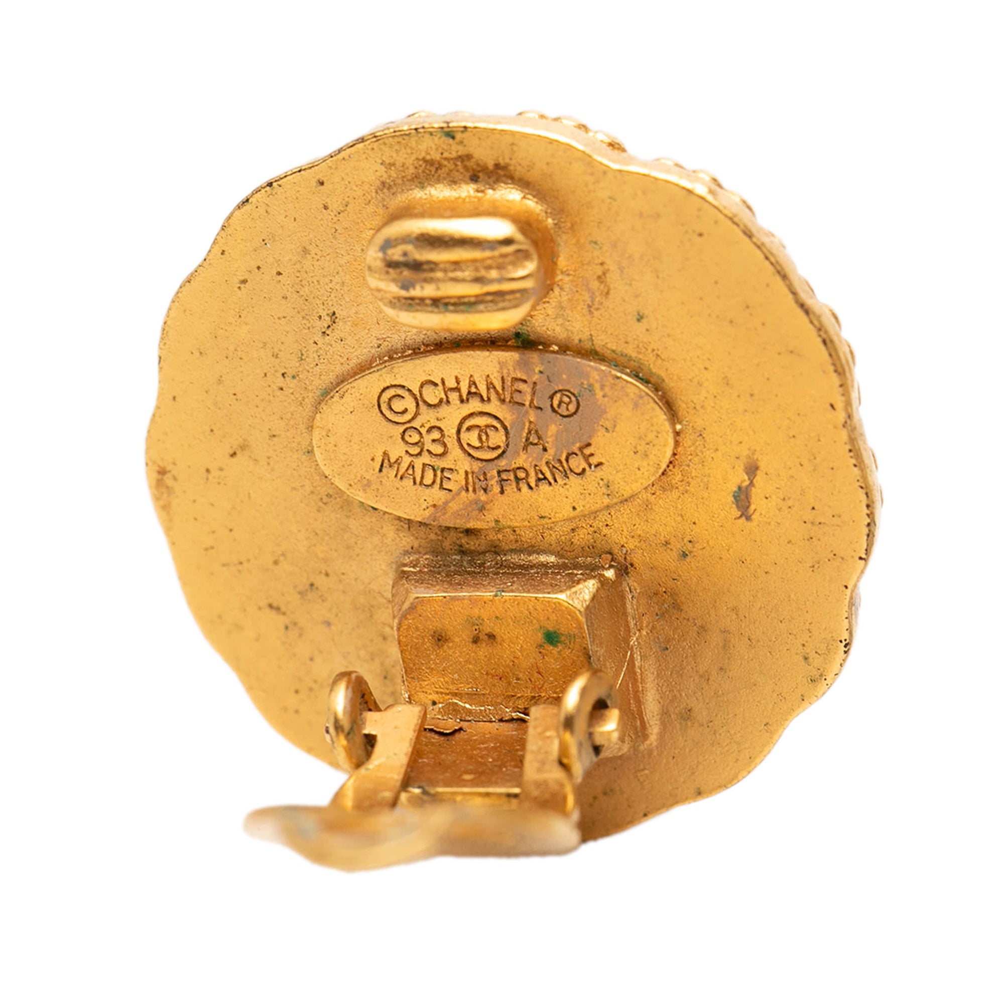 CC Gold Plated Round Clip On Earrings - Image 3