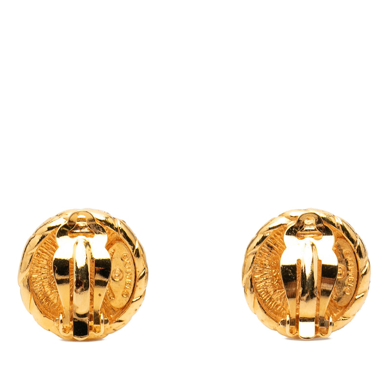 Gold Plated CC Round Clip On Earrings - Image 2