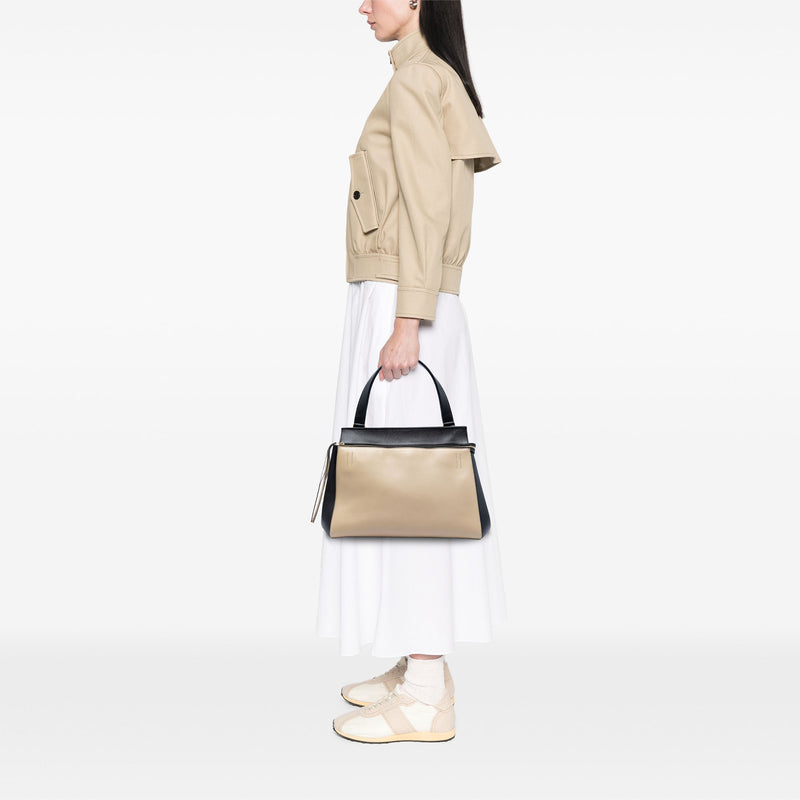 Medium Bicolor Leather Edge Handbag - Image 6
