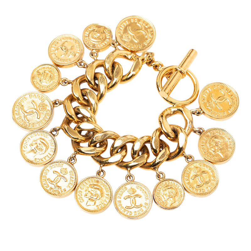 CC Gold Plated Coins Charm Bracelet - Image 2