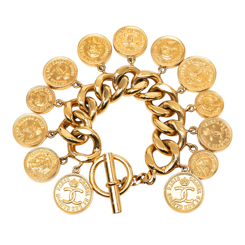 CC Gold Plated Coins Charm Bracelet - Image 3
