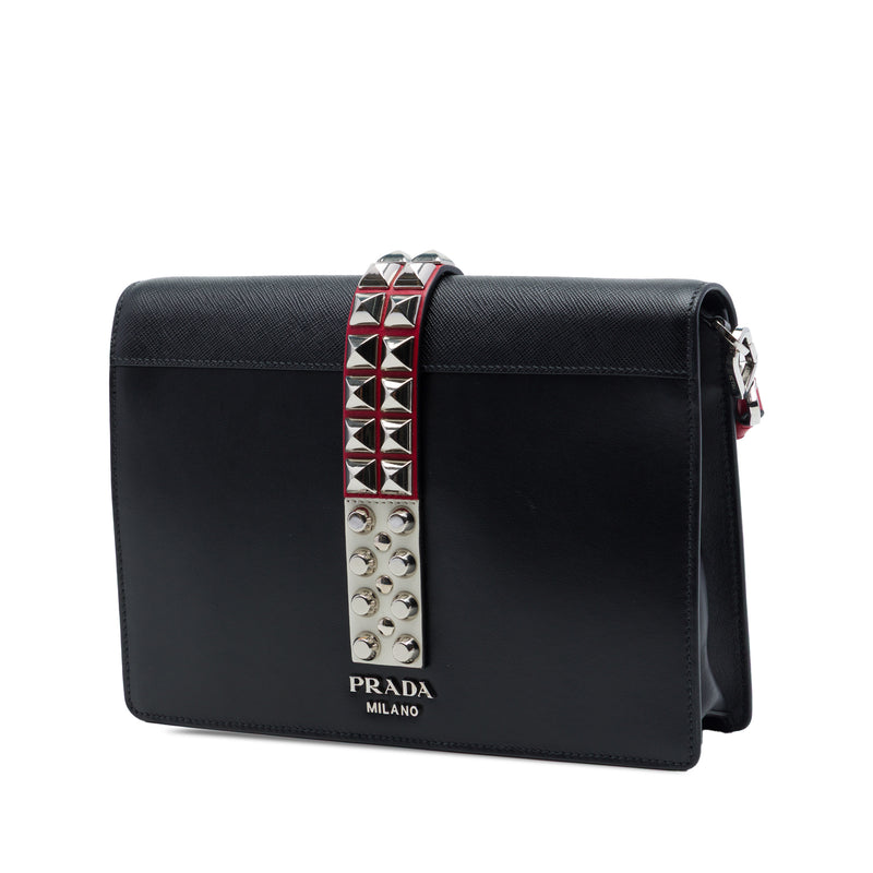 City Calfskin and Saffiano Studded Elektra Crossbody - Image 2