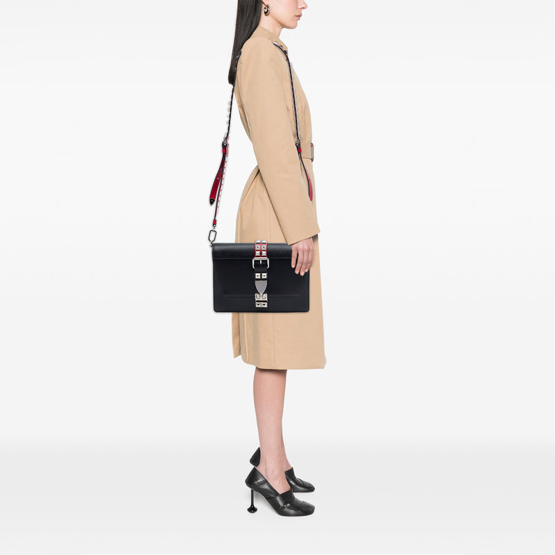 City Calfskin and Saffiano Studded Elektra Crossbody - Image 6