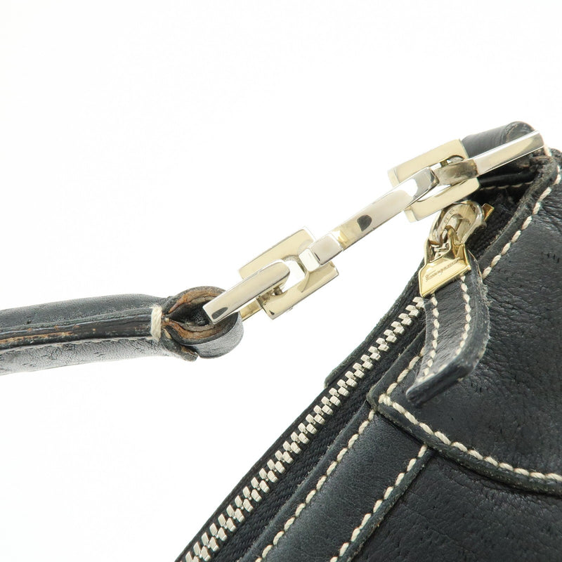 Salvatore Ferragamo Gancini Leather Black Bag