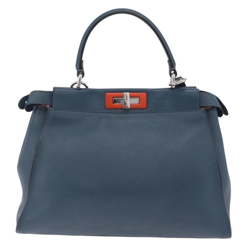 Fendi Peekaboo Ruffled Leather Blue Bag