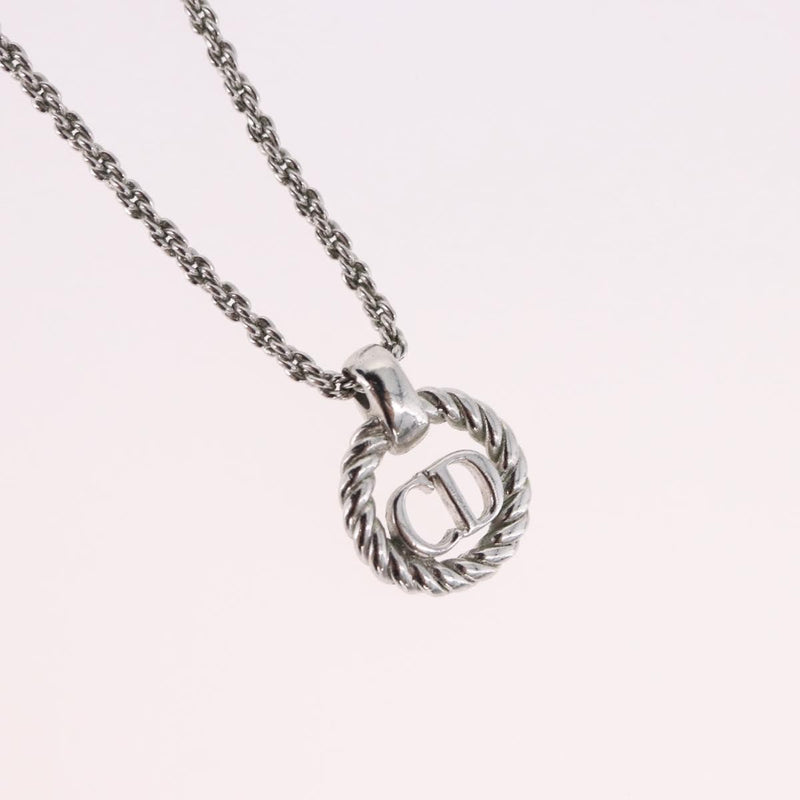 Christian Dior Vintage Circle Pendant Metal Silver Bijoux