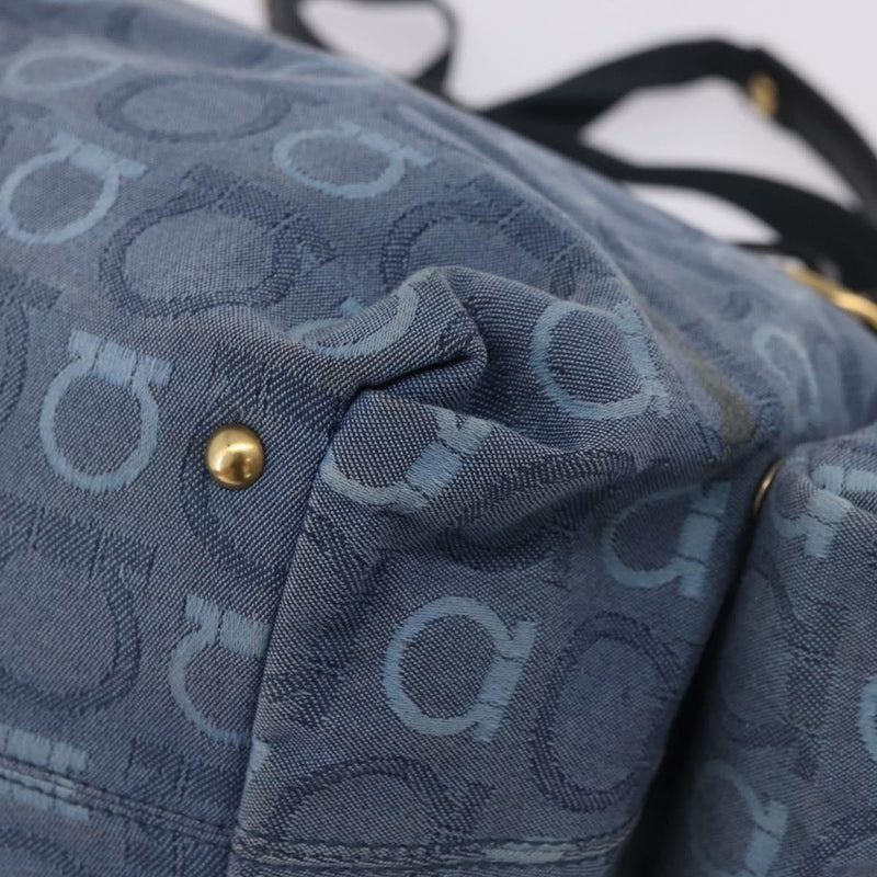 Salvatore Ferragamo Gancini Canvas Navy Bag