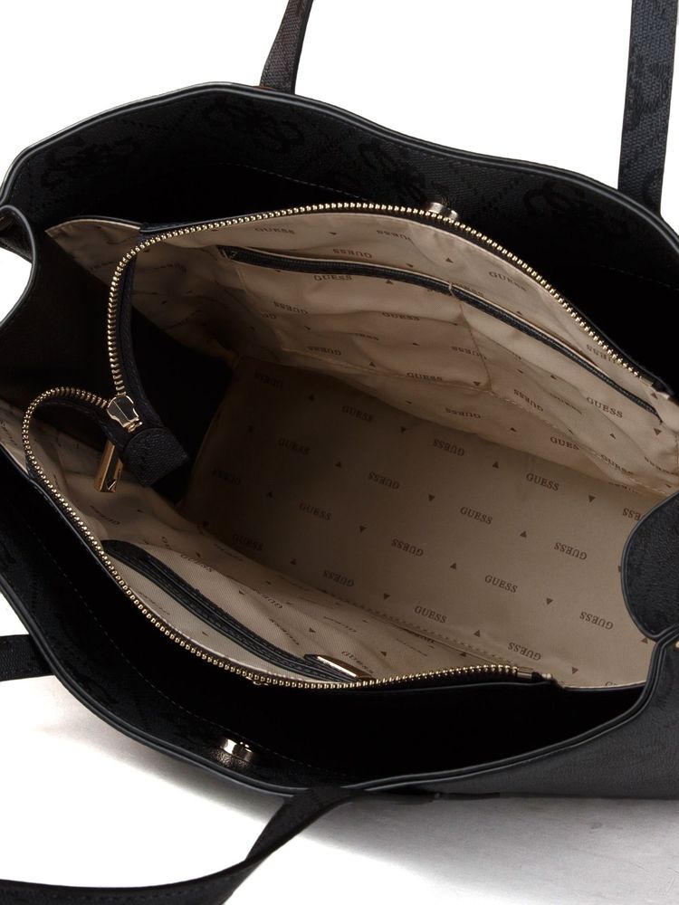 Guess Meridian Ii Tote Bag — Black Polyurethane