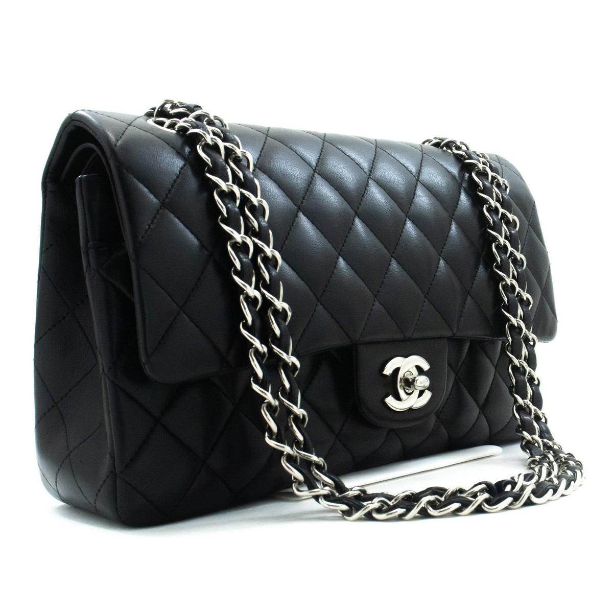 Chanel Classic Bowler Quilted Caviar Black Leather Bag