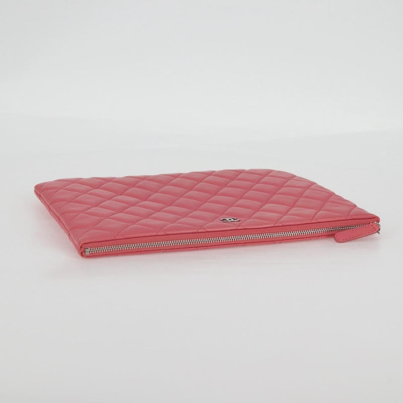 Chanel Cc Casino O Case Clutch Quilted Lambskin Pink Leather