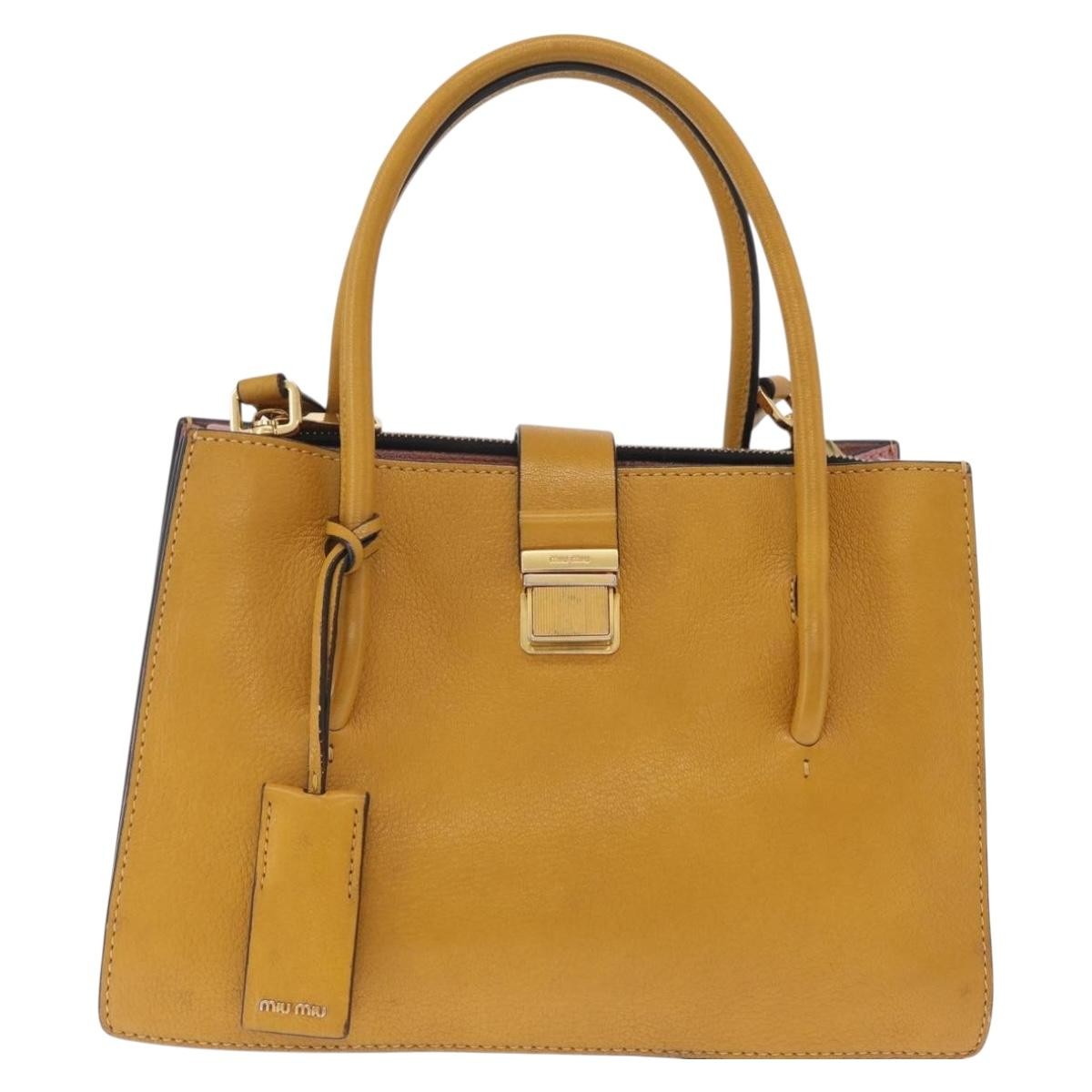 Miu Miu Madras Convertible Compartment Leather Yellow Bag