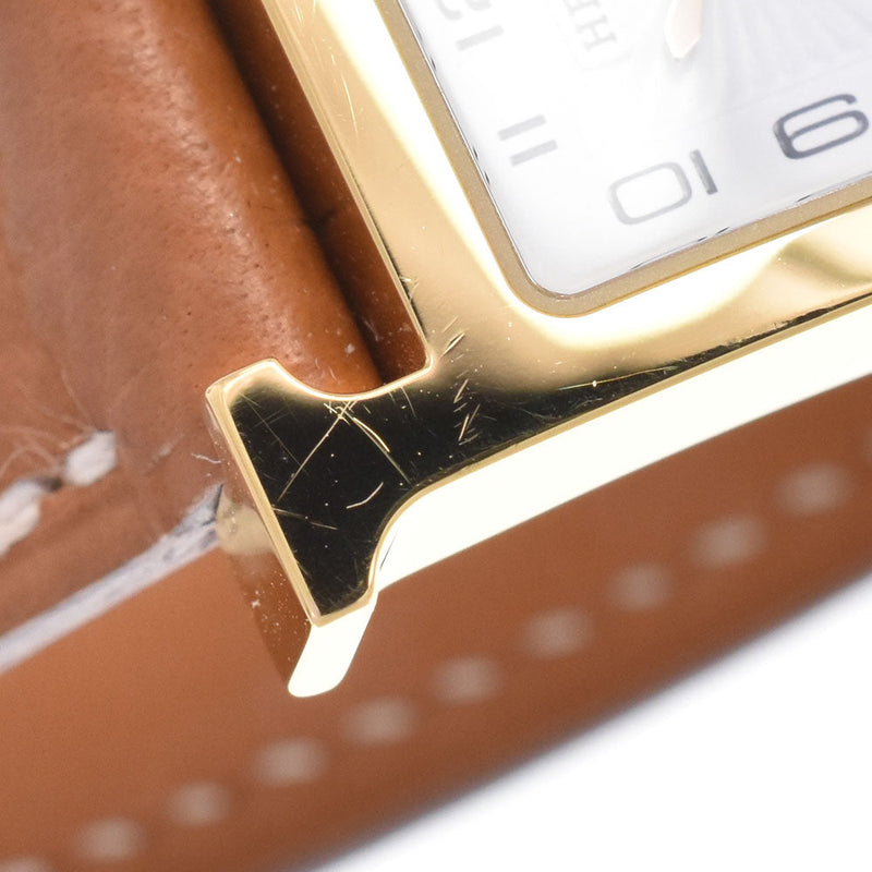 Hermes Heure H Quartz Plated Metal And Leather Watches