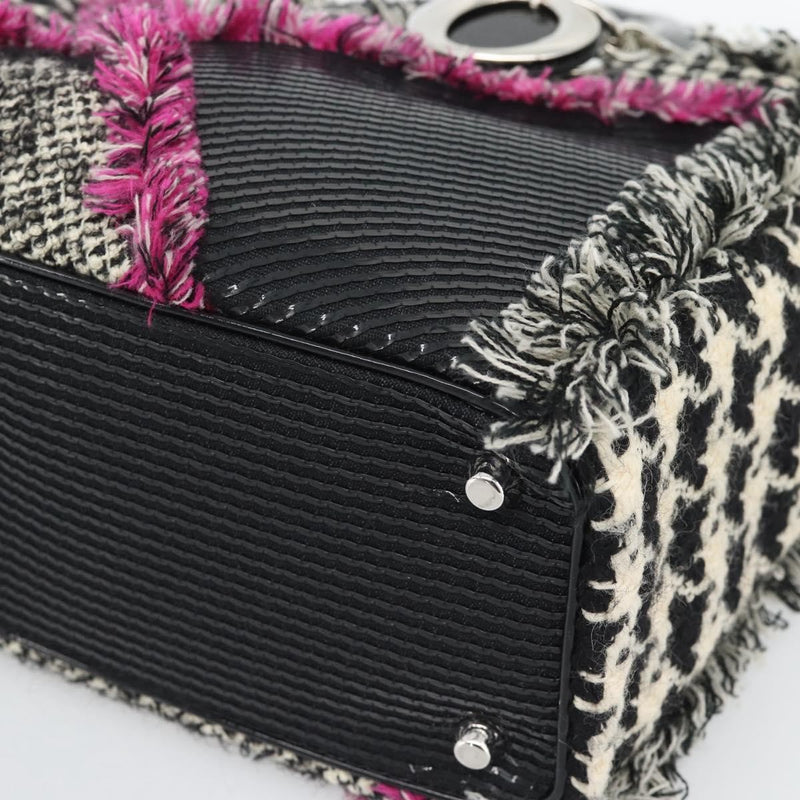 Christian Dior Diorissimo Patchwork Tweed Black Canvas Bag