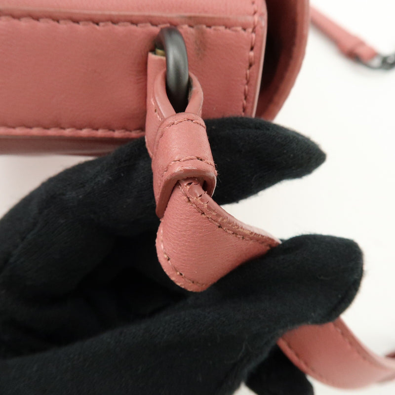 Bottega Veneta Drawstring Flap Leather With Intrecciato Pink Bag