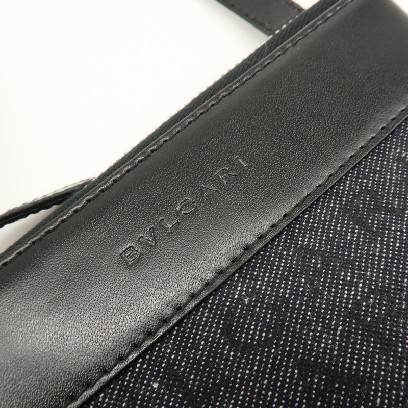 Bvlgari Logomania Canvas With Leather Black Denim_jeans Bag