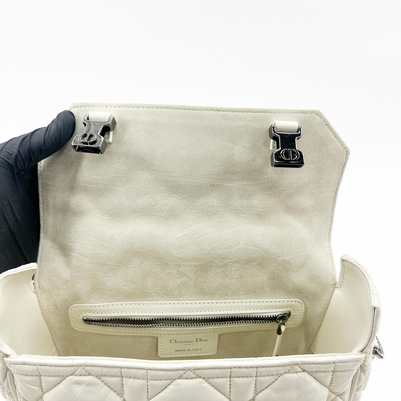 Christian Dior Diorcamp Messenger Padded Macrocannage Quilt Calfskin White Leather