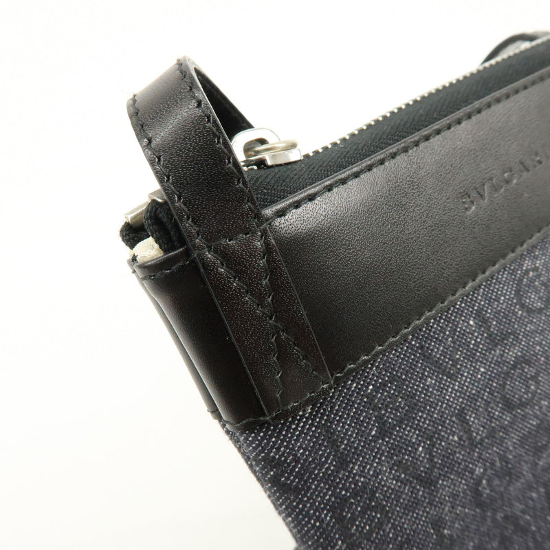 Bvlgari Logomania Canvas With Leather Black Denim_jeans Bag