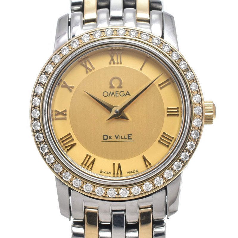 Omega De Ville Prestige Quartz Stainless Steel And Yellow Gold With Diamond Bezel Markers Watches