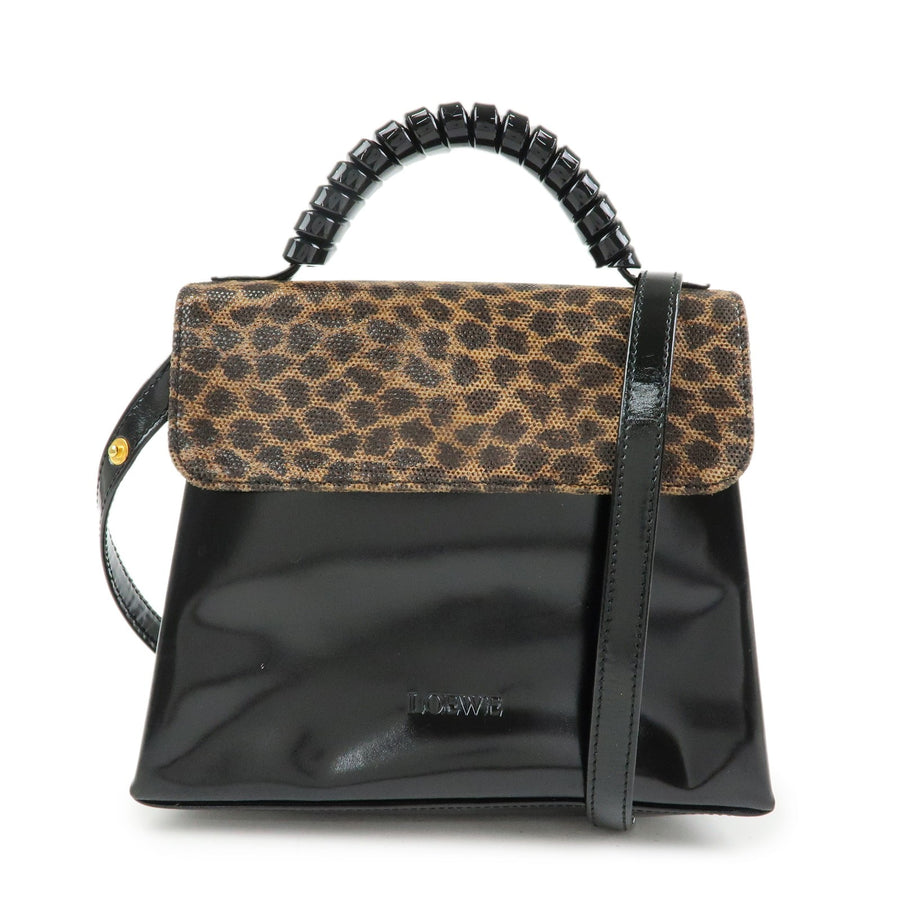 Loewe Vintage Velazquez Top Handle Leather Black Patent_leather Bag