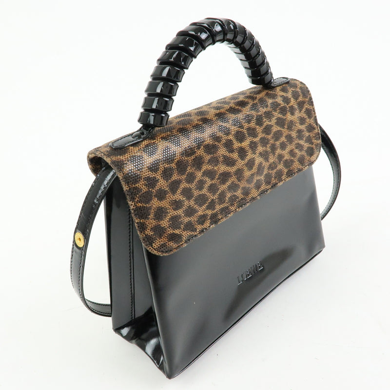 Loewe Vintage Velazquez Top Handle Leather Black Patent_leather Bag