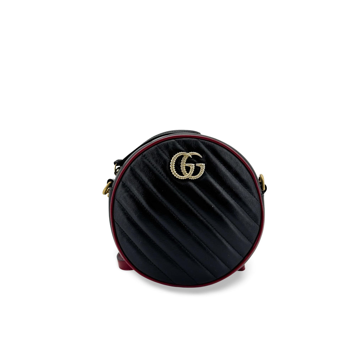 Gucci Gg Marmont Round Matelasse Leather Black Bag