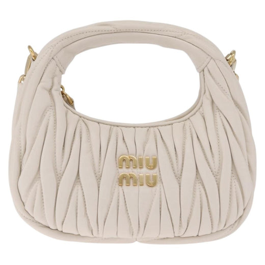 Miu Miu Wander Hobo Matelasse Leather White