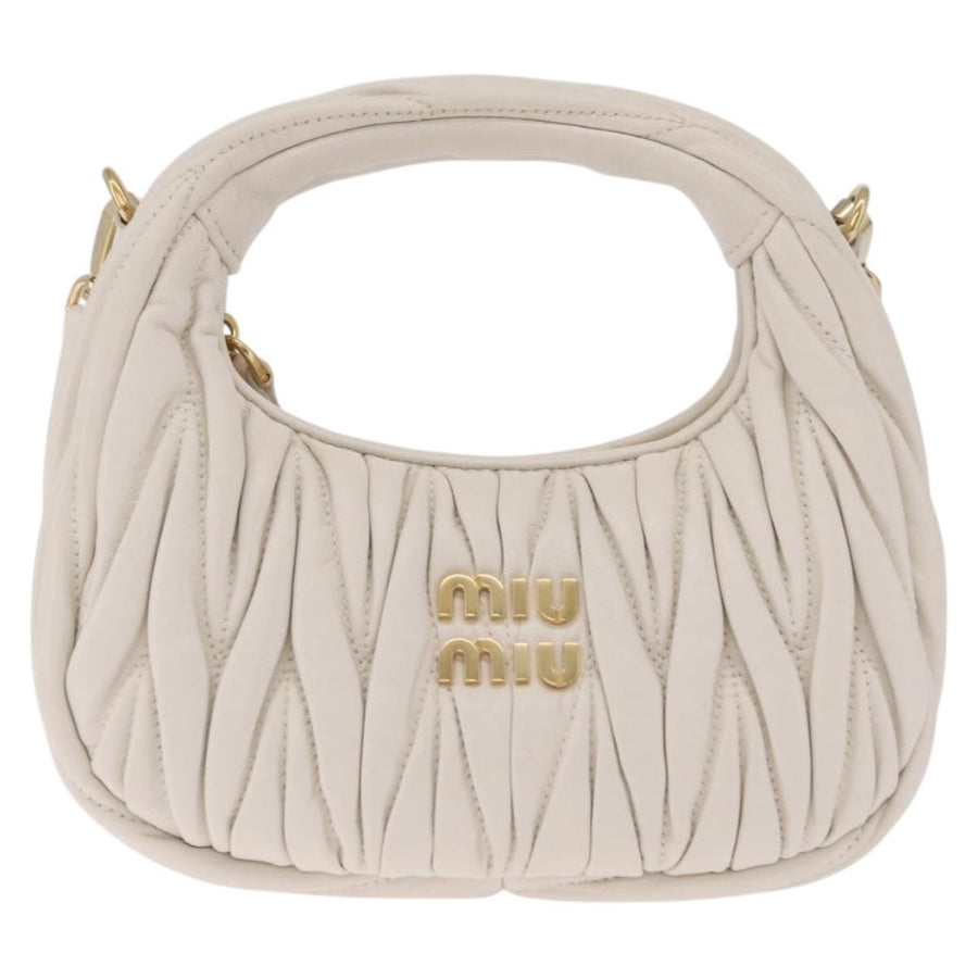 Miu Miu Wander Hobo Matelasse Leather White