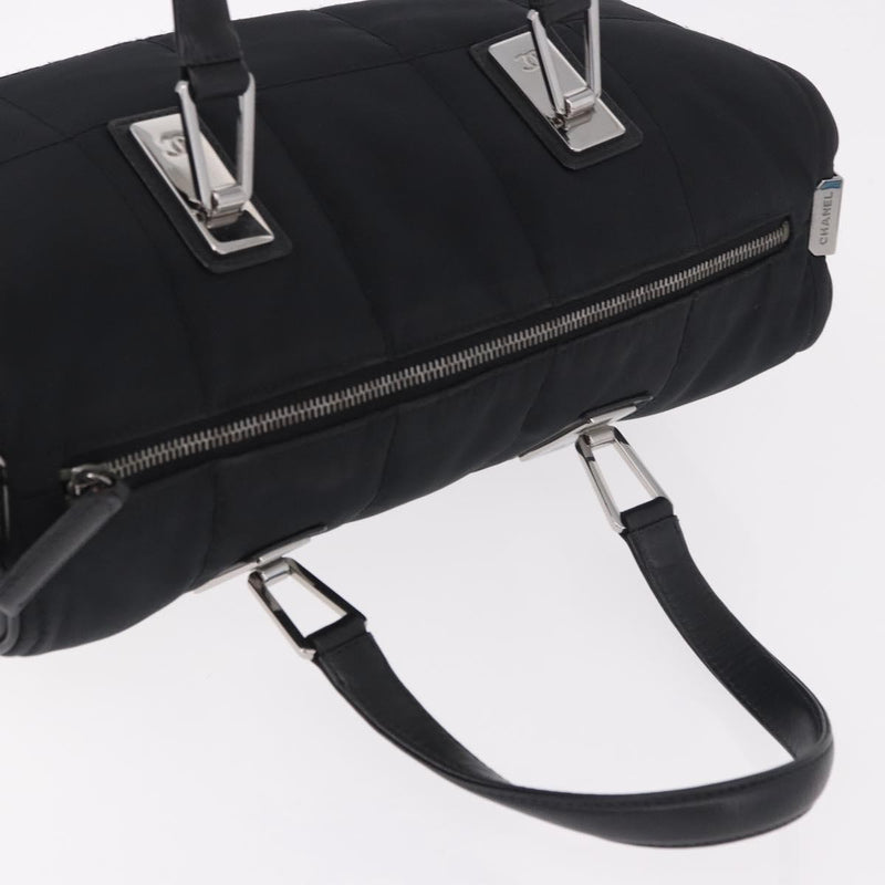 Chanel Square Stitch Boston Quilted Nylon Black Bag