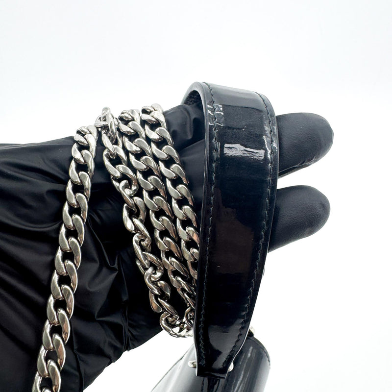 Miu Miu My Logo Chain Patent Black Patent_leather Bag