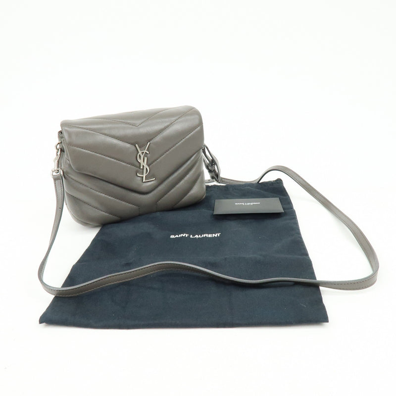 Saint Laurent Loulou Matelasse Chevron Leather Gray Bag