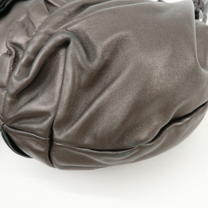 Prada Ruffle Hobo Nappa Leather Brown