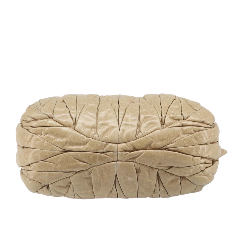 Miu Miu Coffer Convertible Satchel Matelasse Leather Beige