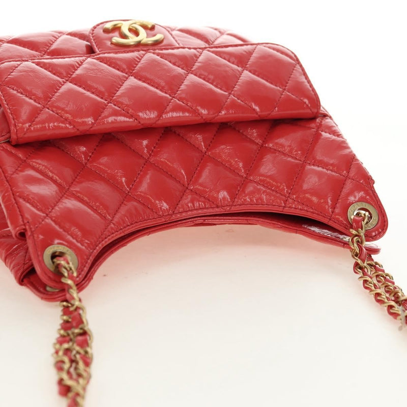 Chanel Wavy Cc Hobo Quilted Crumpled Calfskin Pink Patent_leather