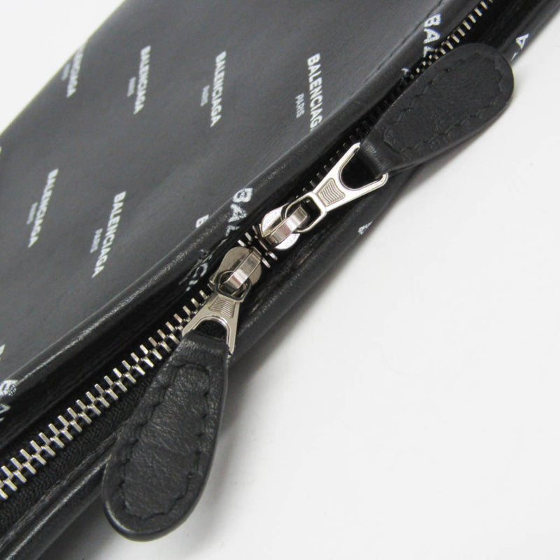 Balenciaga Logo Bazar Leather Black Bag