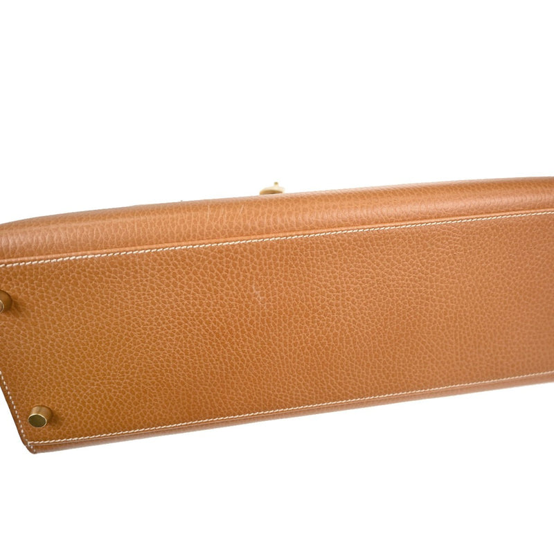 Hermes Kelly Brown Ardennes With Gold Hardware Leather Bag