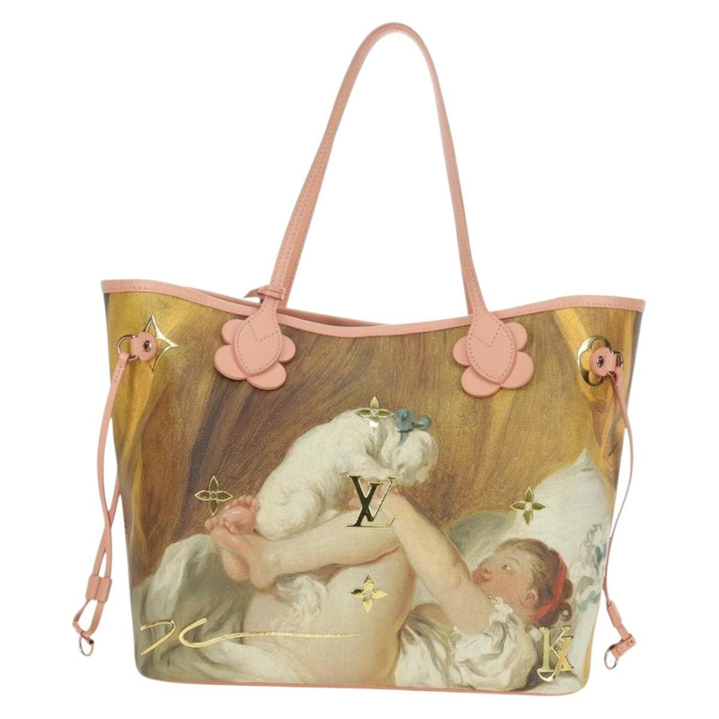 Louis Vuitton Neverfull Nm Limited Edition Jeff Koons Fragonard Print Canvas Pink Bag