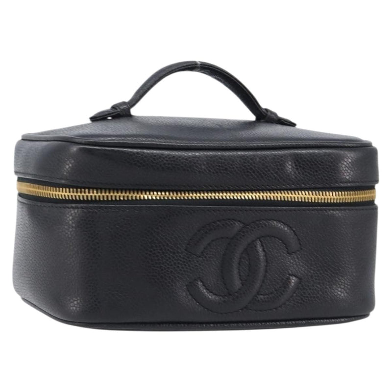 Chanel Vintage Timeless Cosmetic Case Caviar Black Leather Bag