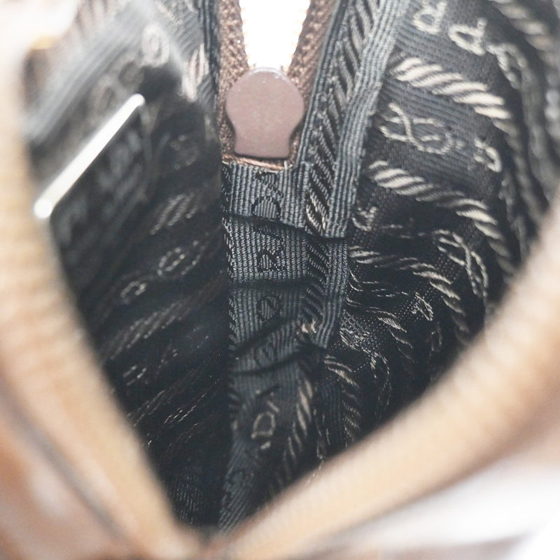 Prada Logo Pouch Leather Brown